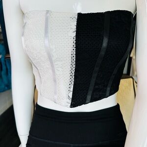 Black and White Strapless Top